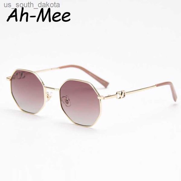 

polarized polygon sunglasses women men fashion metal frames sun glasses black brown vintage retro brand shades ladies gafas l230523, White;black