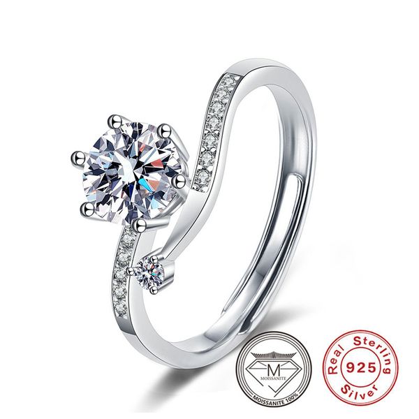 

925 sterling silver 1ct moissanite rings female classic twist wedding rings
