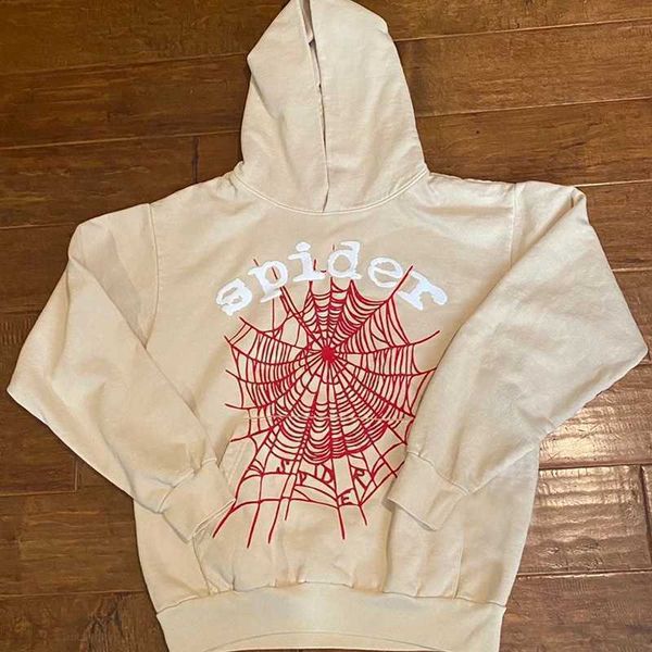 

men's hoodies sweatshirts 2023 new apricot sp5der 555555 hooded men women 1 1 version sweatshirts foam print young thug spiderweb overs, Black