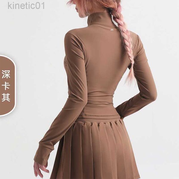

designer lululemens women jacket lulus original autumn and winter new sports jacket casual running zipper sun protection fitness suit cool f, Black;brown
