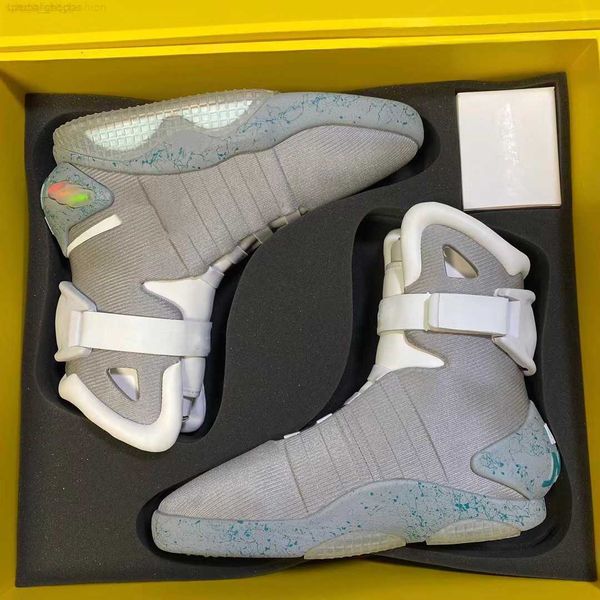 

automatic laces air mag back to the future glow in the dark gray sneakers marty mcfly's led shoes lighting marty mcflys magsboots, Black