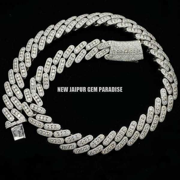 

20mm vvs moissanite diamond miami cuban chain with 14k white gold finished in sterling silver 925 18 - 26'' pass the diamond