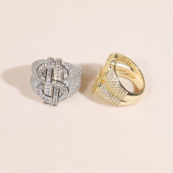 

luxury designer finger ring paved full cz stone gold silver punk styles hip hop men ring for party jewelry wholesale