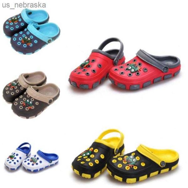 

slipper kids sandals child boy slippers girl shoes hole slip and wear resistant baby children summer l230518, Black;grey
