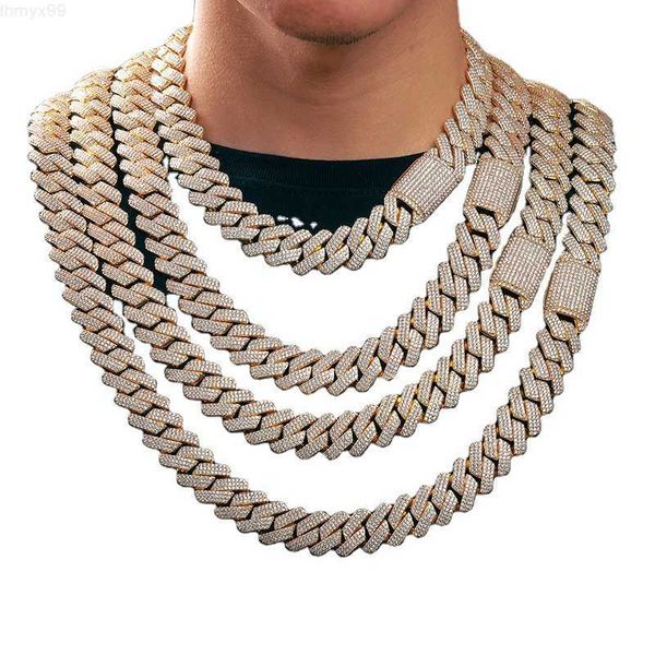 

heavy 16-20mm 925 sterling silver vvs moissanite diamond chunky iced out cuban link chain necklace