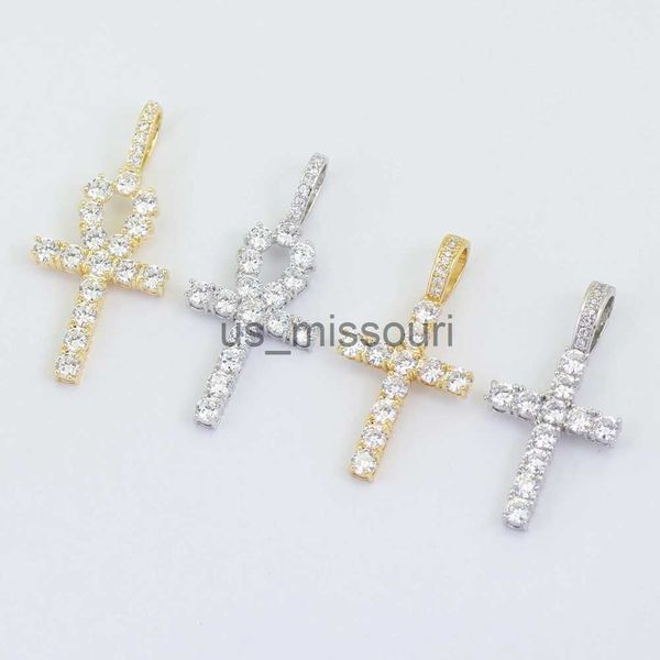 

pendant necklaces hip hop cross diamonds pendant necklaces for men women gift luxury necklace jewelry gold plated copper zircons cuban link, Silver