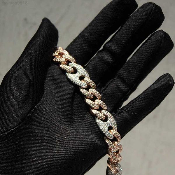 

iced out 12mm sterling silver hip hop miami g-link chain vvs moissanite cuban link bracelet