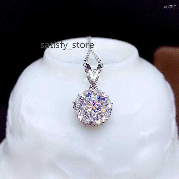 

components silver 925 mosan diamond snowflake pendant 1.0ct - 5.0ct d color vvs1 class clarity luxury jewelry wedding for women, Blue;slivery