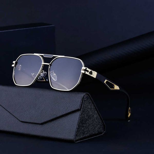 

steampunk style hollow leg sunglasses for men's metal double beam square sunglasses, White;black