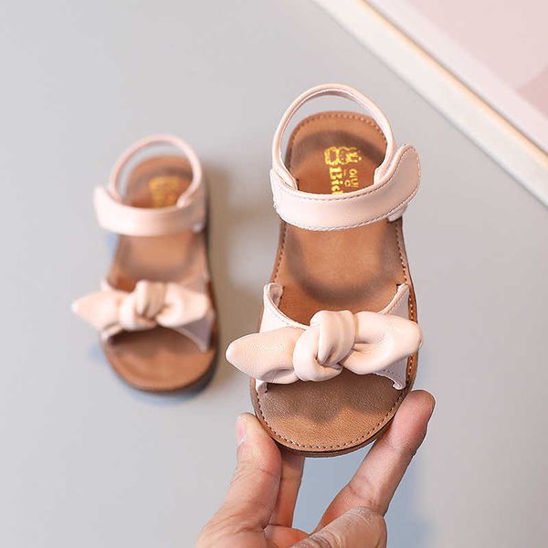 

baby girls beach shoes 2023 summer new children's brand sandals soft fashion bow simple classic comfortable and cute g220612, Black;red
