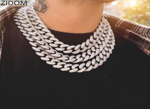 

men hip hop iced out bling chain necklace pave setting rhinestone 20mm width miami cuban chains necklaces hiphop jewelry5568853, Silver