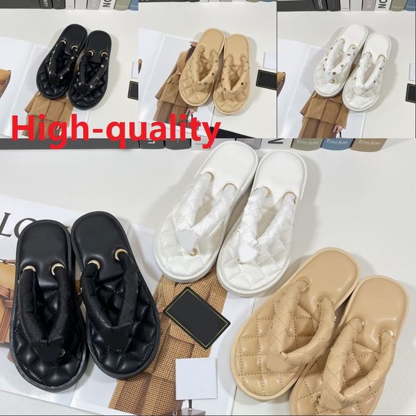 

quality high sandal woman slipper luxury designer summer slippers fashion ladies beach casual shoe lady fashion comfortable c hardware buckl, Black