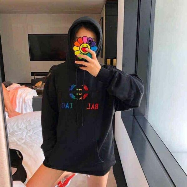 

23ssdesigner balanciagas hoodie oversized vintage luxe white black paris fashion brand b family hoodie loose casual cotton wave men's a