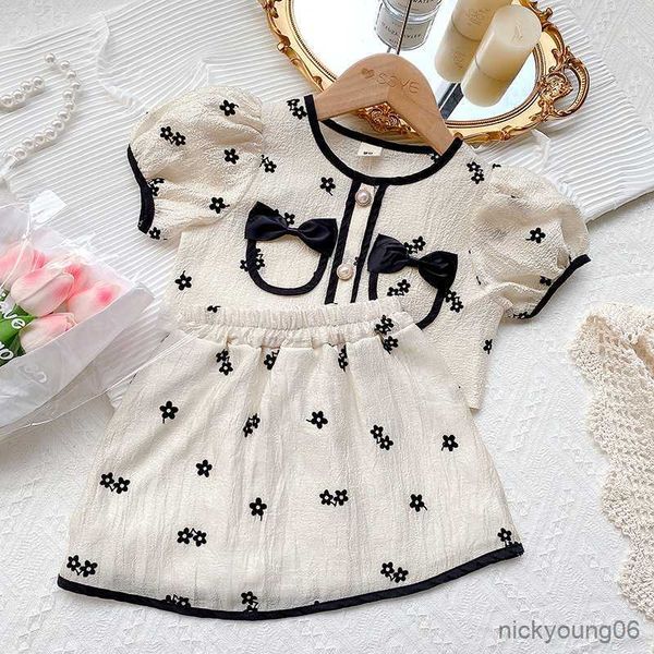 

girl's dresses girls suit summer dress small fragrance style short sleeve half skirt two-piece set r230612, Red;yellow
