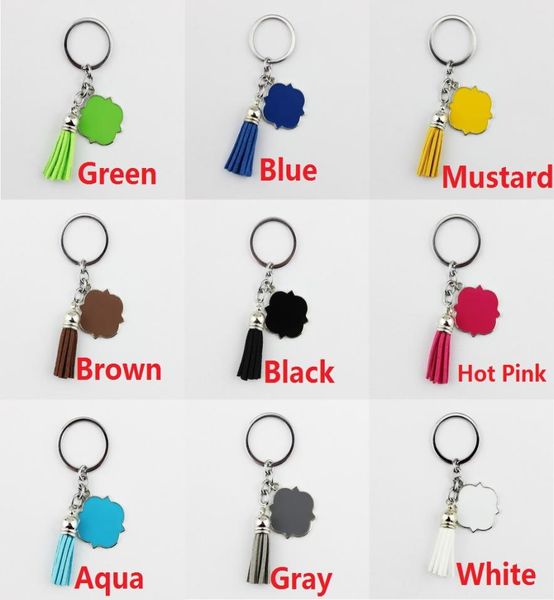 

enamel monogram blank velvet leather tassel key chain women bag pendant men car keychain quatrefoil monogrammed suede tassel keych2234748, Slivery;golden