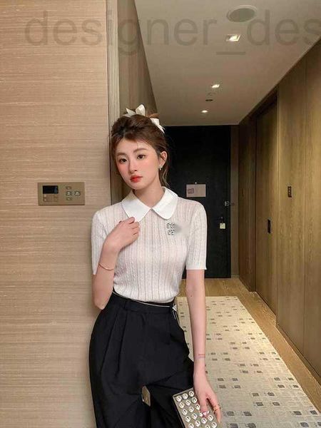 

women's polos designer high definition design sense letter nail diamond polo neck knitwear ice silk small 2023 summer new style rxv0, White
