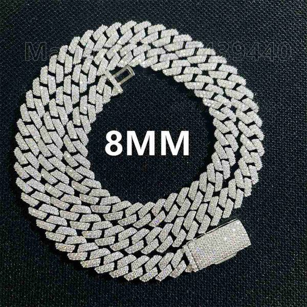 

pass diamond selector jewelry 8mm 10mm hip hop jewelry diamond cuban bracelet vvs moissanite cuban chain iced out cuban chain, Silver