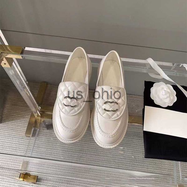 

dress shoes loafers designer womens shoes metal buckle small leather shoe flat heel slim shoes j230612, Black