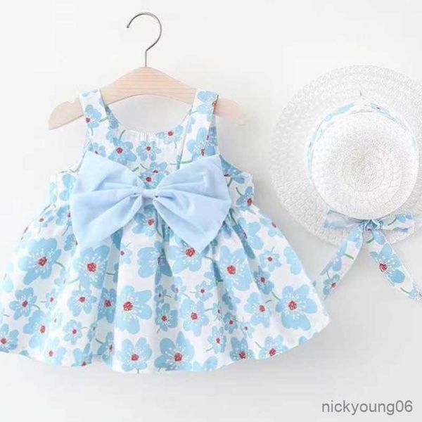 

girl's dresses summer newborn baby clothes infant girl cute print sleeveless cotton beach princess r230612, Red;yellow