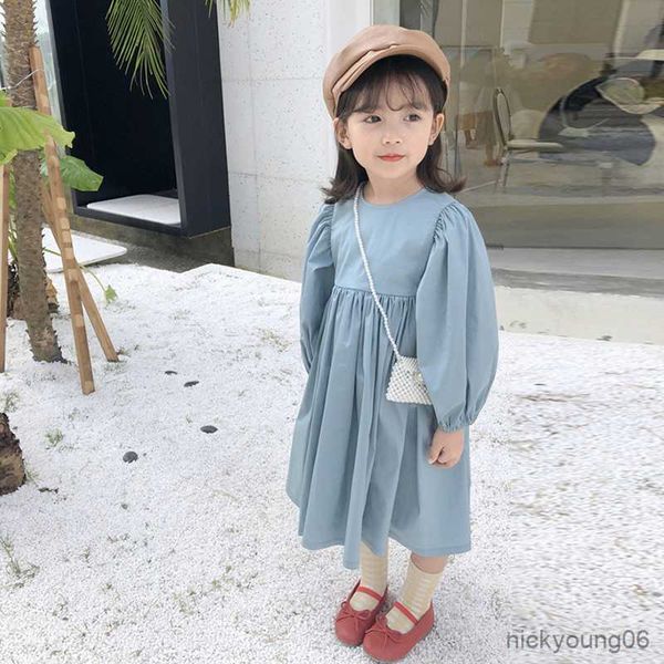 

girl's dresses girls sleeve dress autumn new style children's long solid color casual loose r230612, Red;yellow