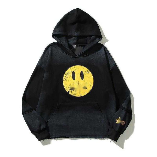 

bieber men's and women's same drew smiling face worn sweater american high street hoodie coat 1 ttmt, Black
