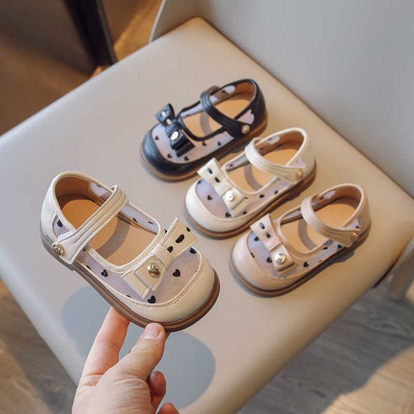 

athletic outdoor mesh simple korean love print cute girl bow breathable summer and spring new 2023 children's fashion casual shoes g220, Black