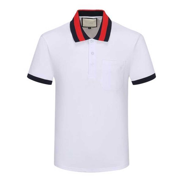

men's polo shirt black and white red light luxury short sleeve stitching 100% cotton classic letter business casual lapel fashion slim, White;black
