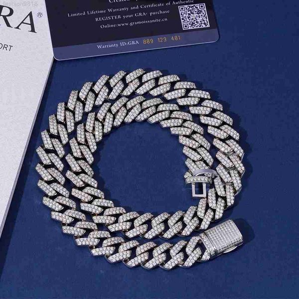 

8mm 10mm cuban link chain 20 inches vvs moissanite diamond hip hop 10k 14k 18k real gold iced out mens cuban chain in silver 925