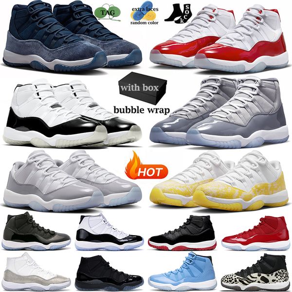 

with box 11 basketball shoes for men women cherry 11s jumpman sneakers cool grey cement midnight navy concord space jam gamma blue snakeskin, Black