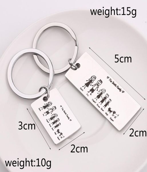 

valentines day gifts love family customized keyrings personalized hand craved the smith family keychain family member name8136524, Silver