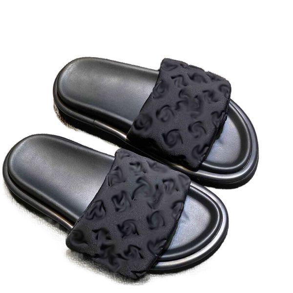 

designer slippers sandals sandles mules womens slides summer thick bottom silk satin embossed soft bottom anti slip premium french style sma, Black