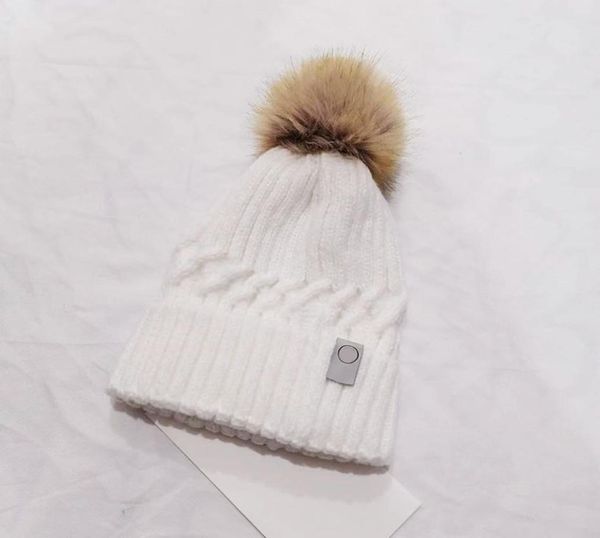 

lu01 label knitted pompon beanies hat thicken winter women bonnet beanies with real raccoon fur pompoms warm girl cap tie ball hat3855797