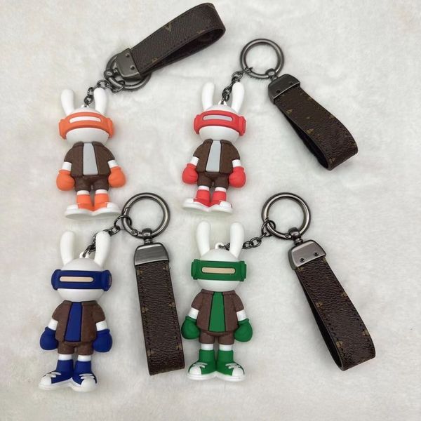 

designer keychain rabbit key chain buckle lovers car keychain handmade leather keychains men women bags pendant accessories-1, Silver