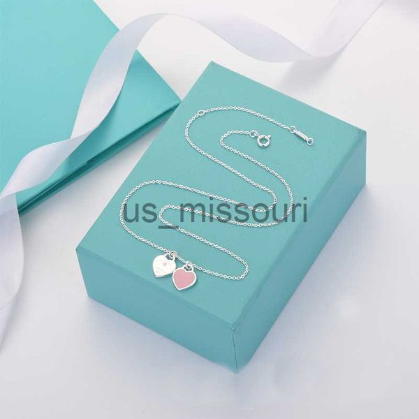

pendant necklaces 2023 brand luxury t crystal pendant necklace fashionable charm peach heart single diamond designer necklace for womens l j, Silver