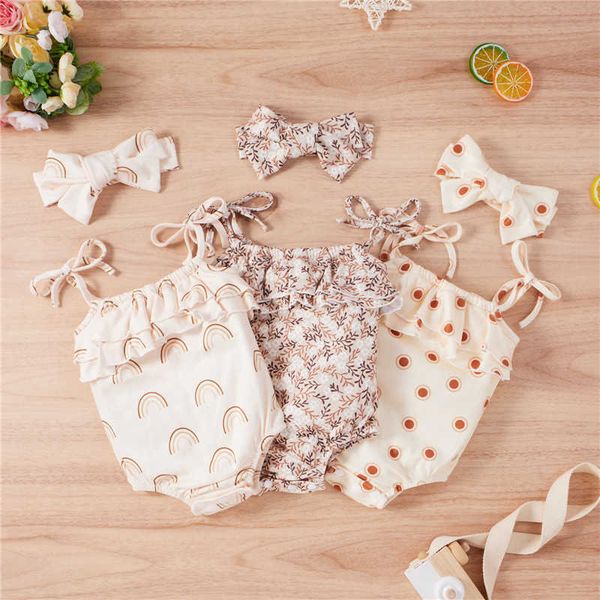 

jumpsuits 2pcs rainbow sun print 0-24m newborn baby girls' jumpsuit g220606, Blue