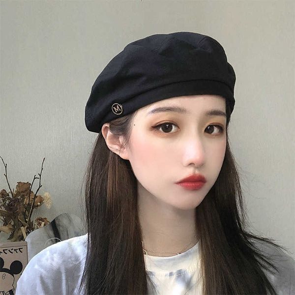 

berets beret thin summer black ins octagonal mesh red version japanese british retro artist women's hat g220612, Blue;gray