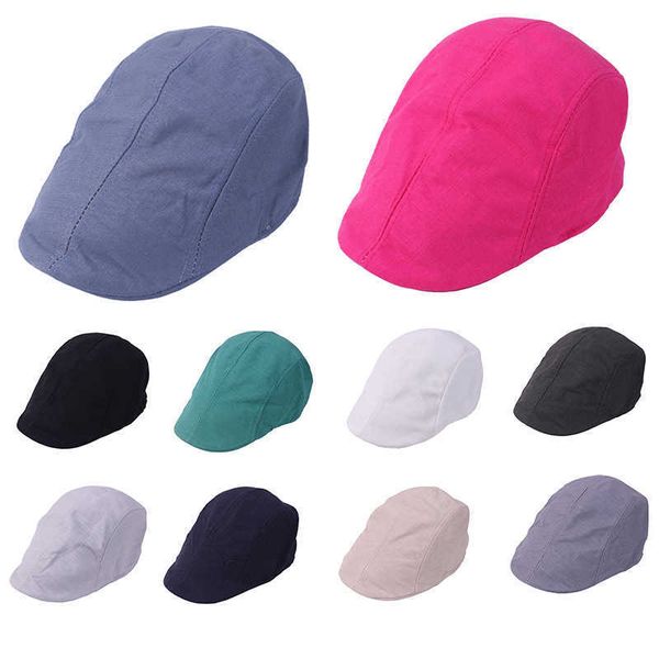 

berets vintage beret cotton polyester spring and summer outdoor sunshine fashion front casual male hat wholesale boinas g220612, Blue;gray