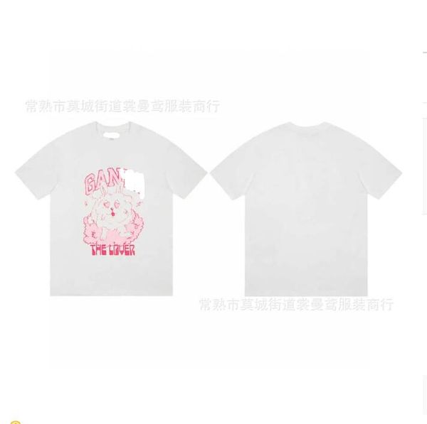 

summer new smiling face pink cartoon rabbit short sleeve t-shirt, White