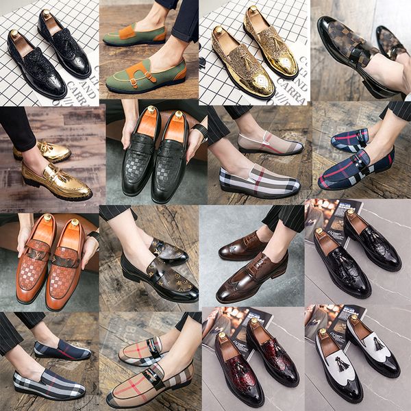 

horsebit leffer shoes light luxury print l decorative leather shoes party pointed toe formal wear shoes office business shoes size 38-48, Black
