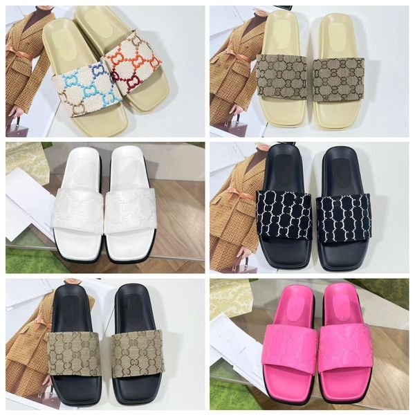 

2023 designer fashion slipper paris slides grid bright surface sandals summer slippers for men women outdoor indoor shoes beach luxurious, Black