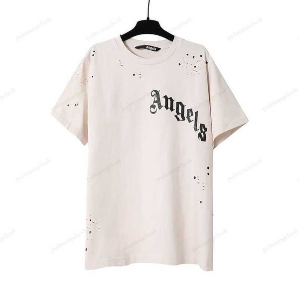 

angels ripped vintage shirts large size cotton casual crewneck clothes short sleeve luxury hip hop streetwear oversized, White;black