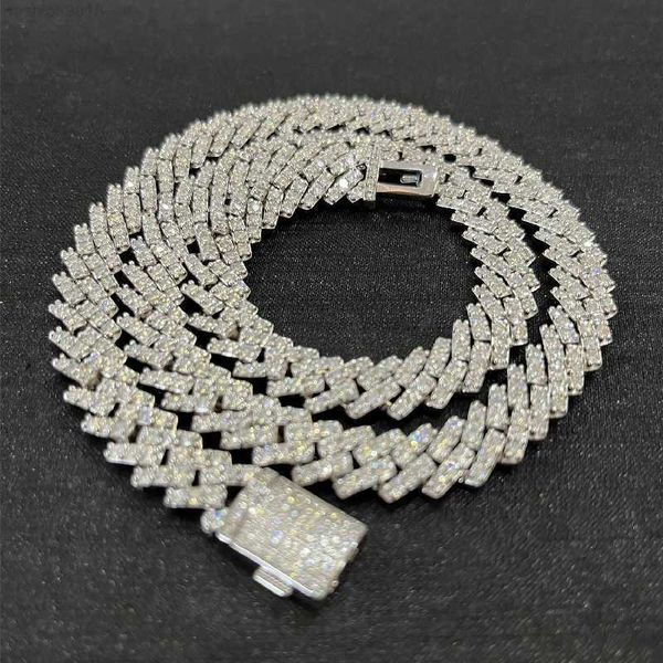 

10mm white gold iced out 925 sterling silver moissanite cuban chain