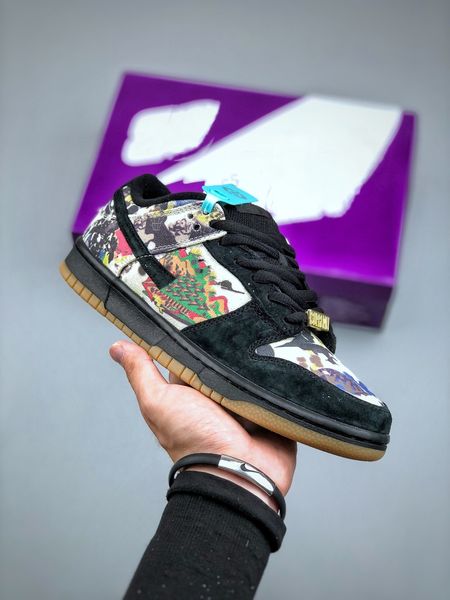 

2023 authentic sb skates shoes men women duks low rammellzee black multi color popular streetwear casual sneakers