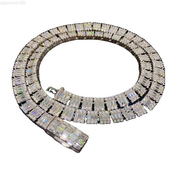 

hip hop jewelry 6-11mm iced out 925 sterling silver baguette cz tennis chain