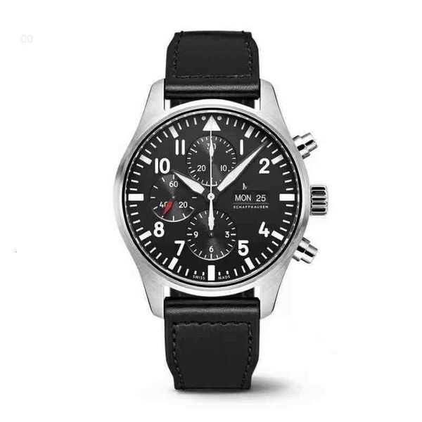 

designer watches for men i-wc mechanical wristwatch deag bjp9 function business full 6-pin pilot complex timing leisure dial xyk6, Slivery;golden