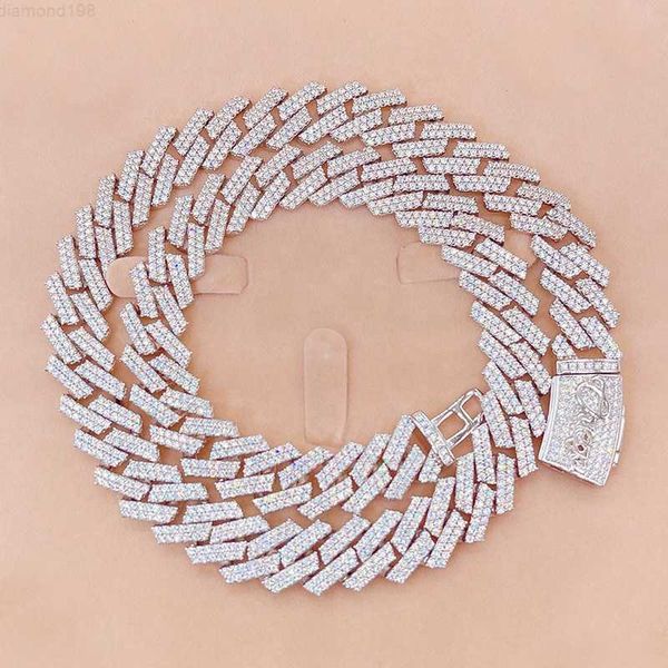 

13mm 2 links custom name lock moissanite miami cuban chain iced, Silver