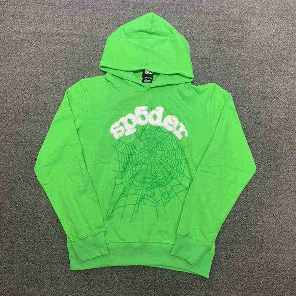 

men's hoodies sweatshirts sp5der young thug 555555 angel hoodie men women spider web pattern cotton sweatshirts green hip hop streetwea, Black