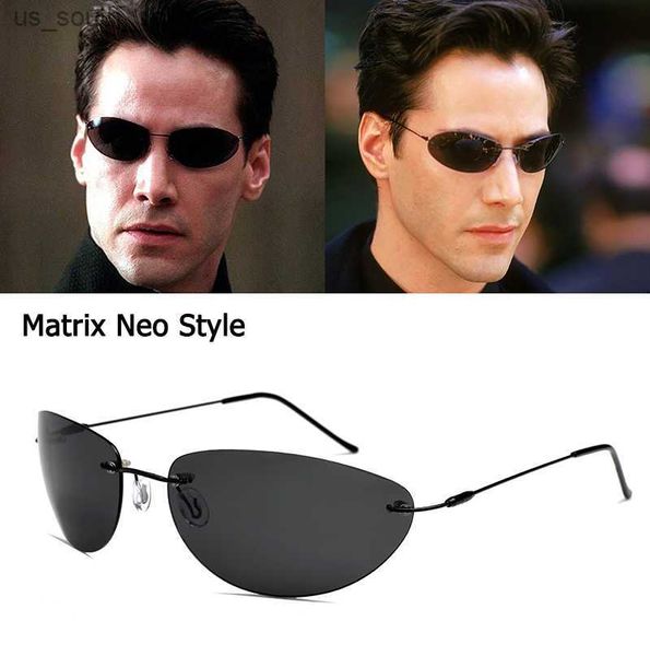 

jackjad 2021 fashion cool the matrix neo style polarized sunglasses ultralight rimless men driving brand design sun glasses ocul l230523, White;black