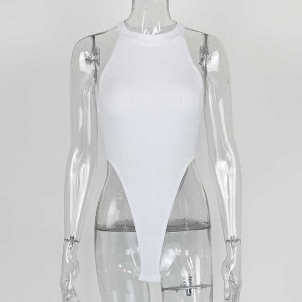 

summer new 2022 women's slim fit tank hanging neck sleeveless high split bodysuitlmvzfkwp, White;black