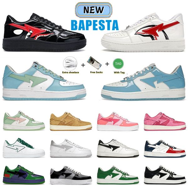 

original bapestas designer casual shoes for mens womens beige suede black white sta color camo combo shark black white orange trainers sport